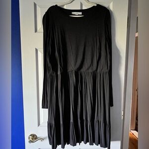 LOFT Black Long Sleeve Jersey Dress - XXL